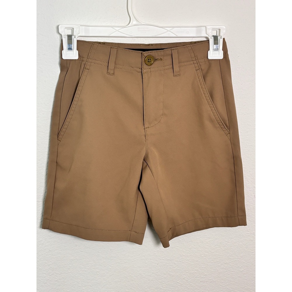 BCG Boys Performance Golf Shorts Khaki Tan Size Small Stretch Wicking Active
